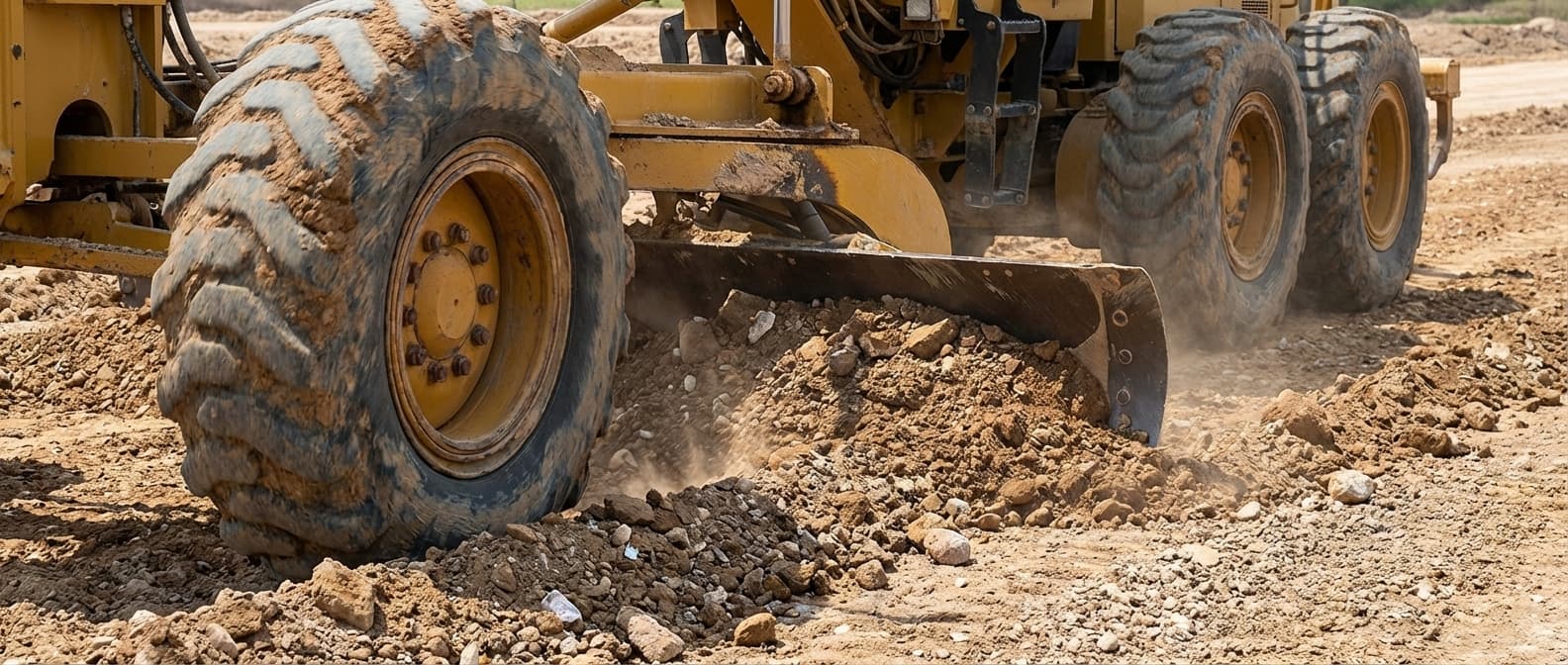 Grading equipment at work