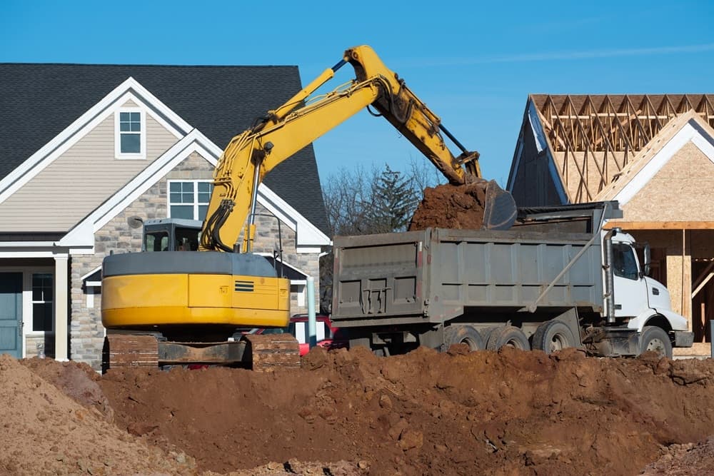 Excavator at construction site